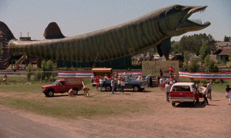 This is a real giant fish in Hayward, Wisconsin.