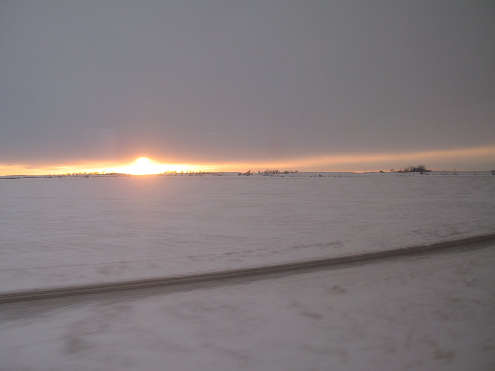 The sun sets west of Stanley